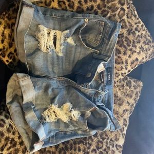 size 10 aeropostale high rise midi denim ripped shorts